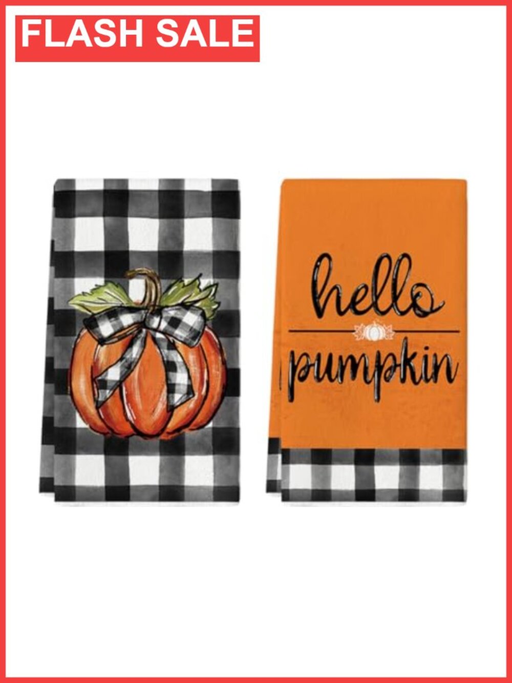 Fall Kitchen Towels Set of 2 18x26 Inch Pumpkin Dish Towels Absorbent Polyester